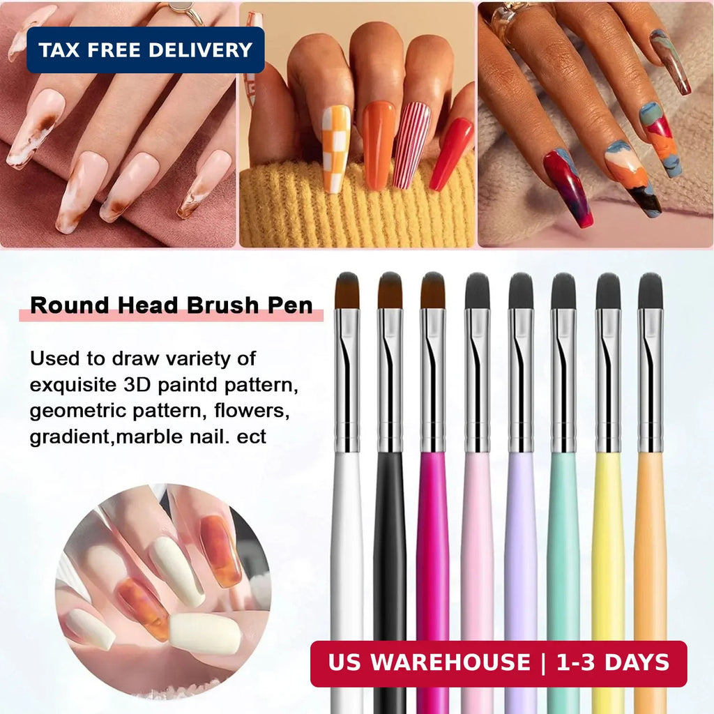 Gel Nail Brush Set - 8 Pcs Acrylic Nail Art Sculpting Brushes for Manicure
