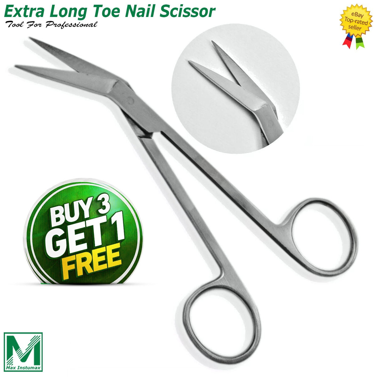 Extra Long Toe Nail Scissor Clip for Podiatry and Nail Care - Precision Cutter