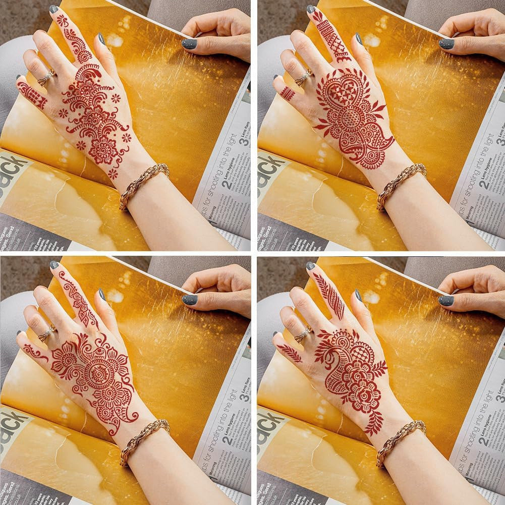 Henna Tattoo Stencil Kit for Hands and Arms - 12 Sheets