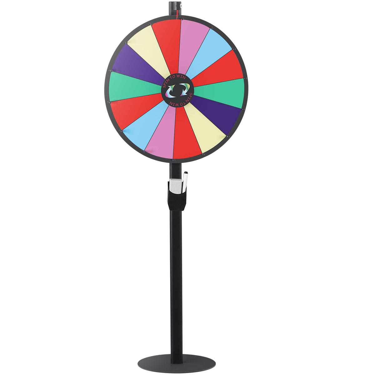 24-Inch Prize Wheel with 14 Customizable Slots & Dry Erase Markers - Floor Stand Spinning Game