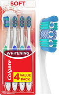 4 Pack Soft Adult Whitening Toothbrushes with Tongue & Cheek Cleaners