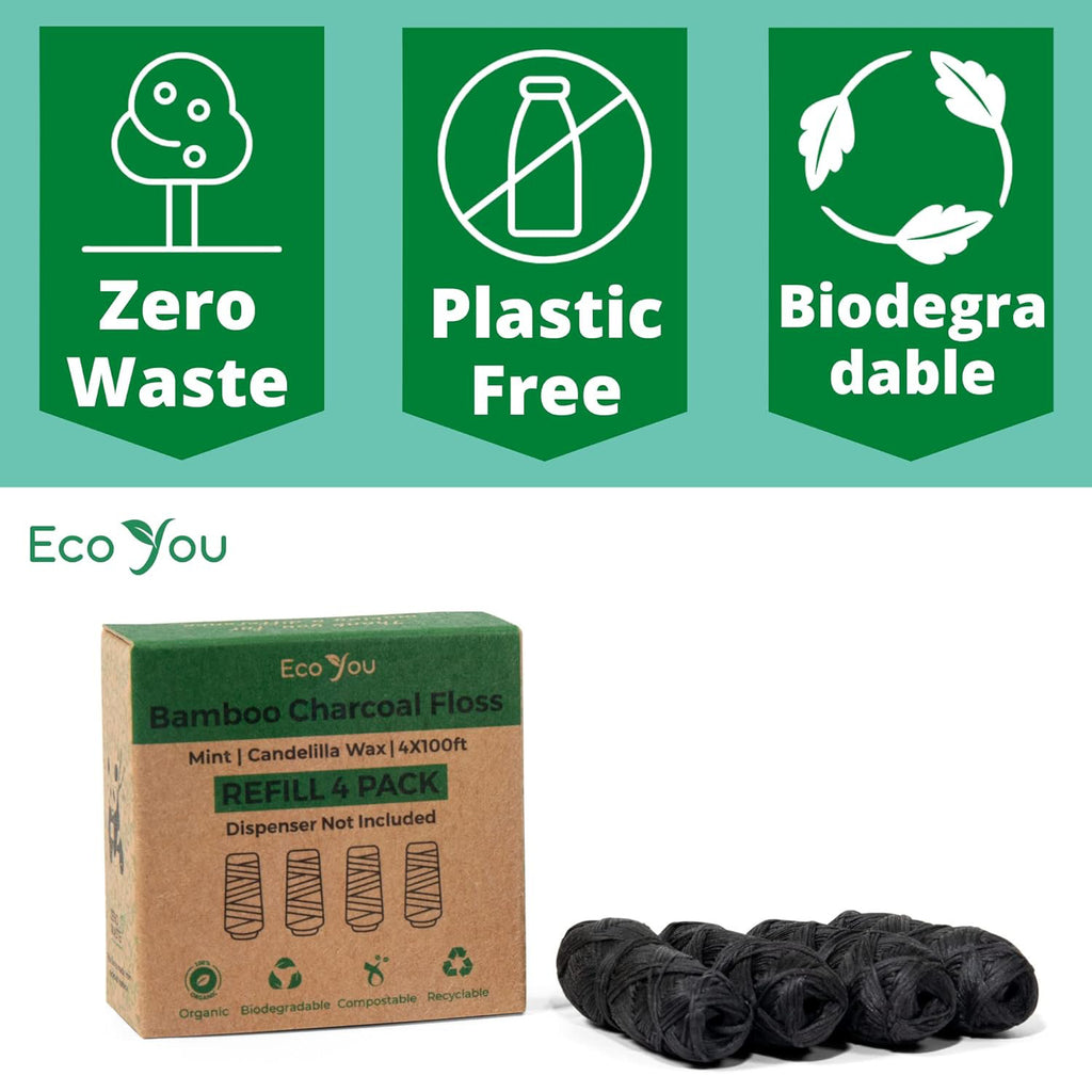 Biodegradable Dental Floss Refill Pack - Mint & Candelilla, 4x100 ft