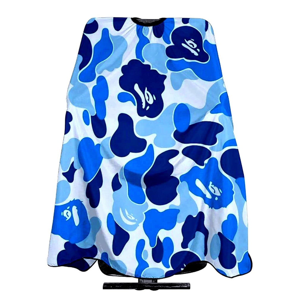 Adult Camouflage Barber Cape, Lightweight Hairdressing Cloak, One Size Blue