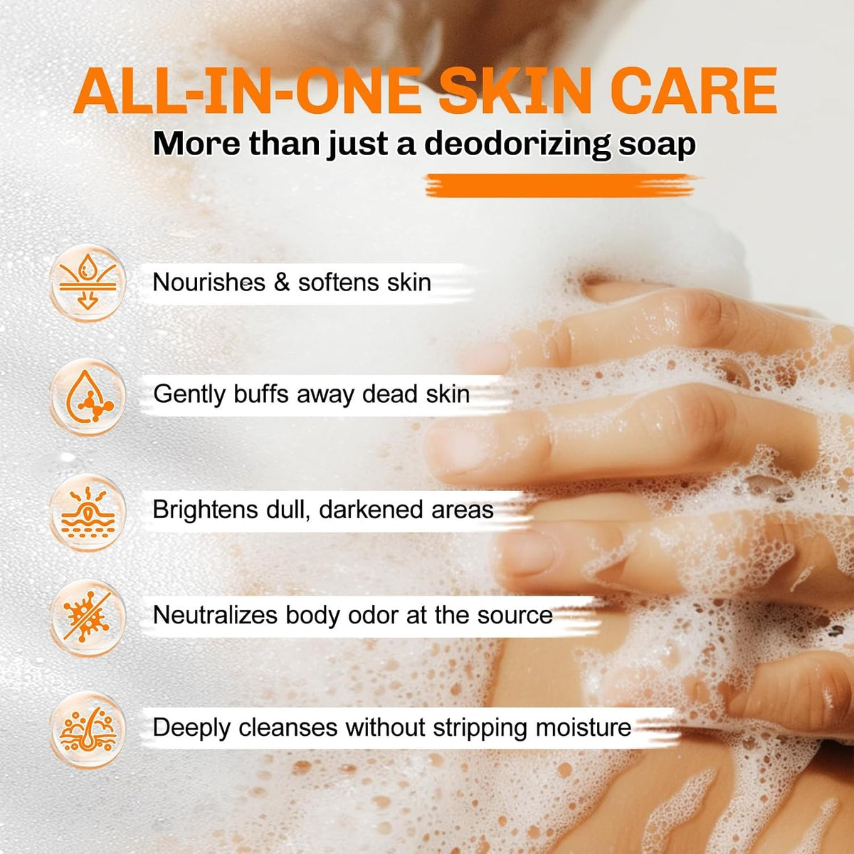 Natural Persimmon Soap Bar for Body Odor Control - Pack of 5