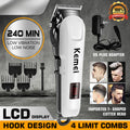 Men's Hair Clipper Kit with LCD Display, 4 Guide Combs, USB Charging