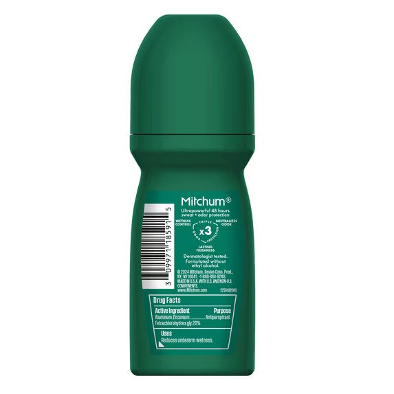 Men's Unscented Roll-On Antiperspirant Deodorant - 3.4 Ounces Pack of 4