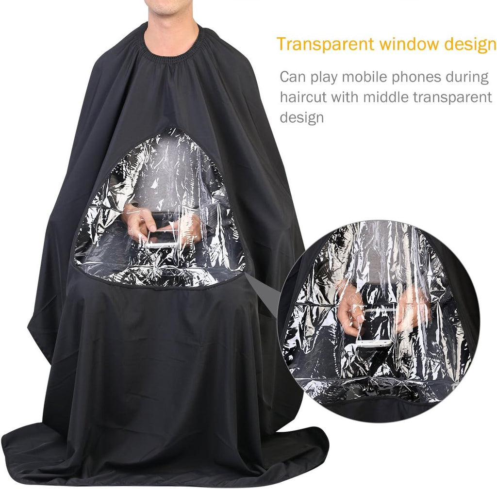 Salon Hairdressing Cape with Viewing Window - Waterproof Silk Cover for Haircut & Color