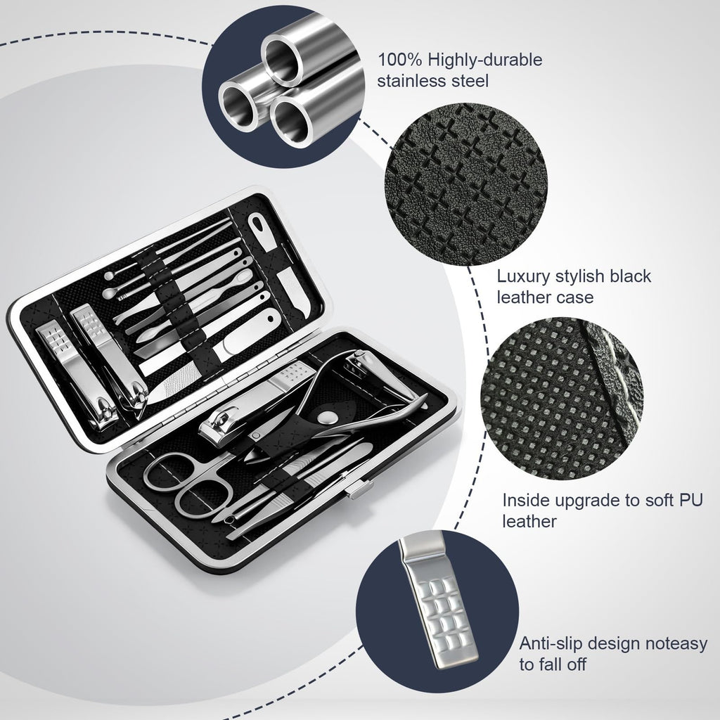 Professional Nail Clippers Set for Women Travel Manicure Kit Metallic