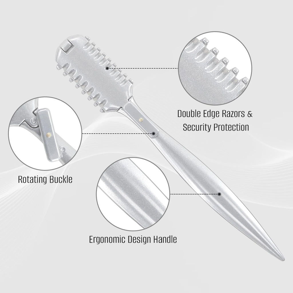 Aluminum Double-Edge Hair Thinning Razor Comb for Styling & Trimming