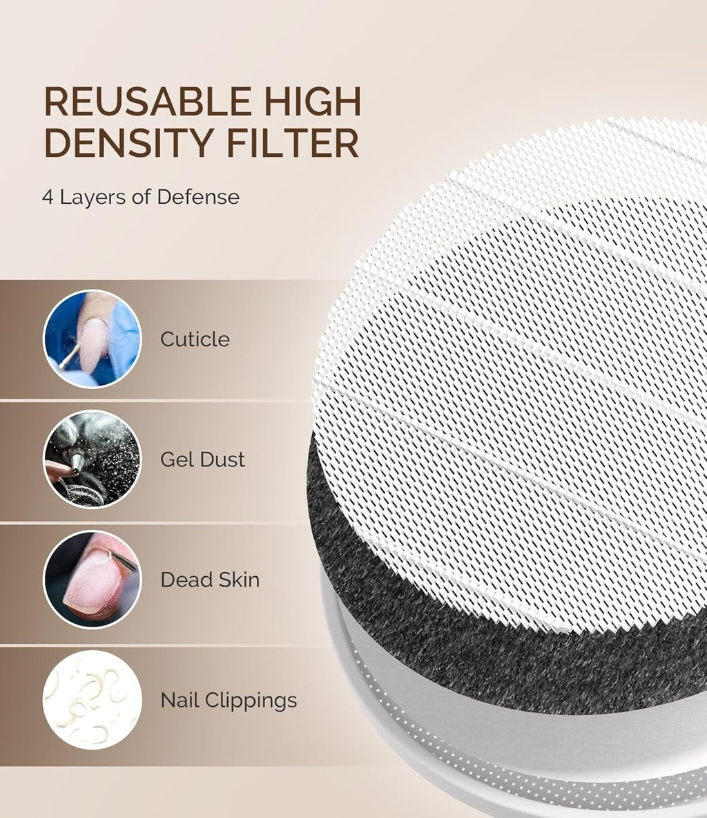 Nail Dust Collector Vacuum Fan with Reusable Filter for Manicure Art