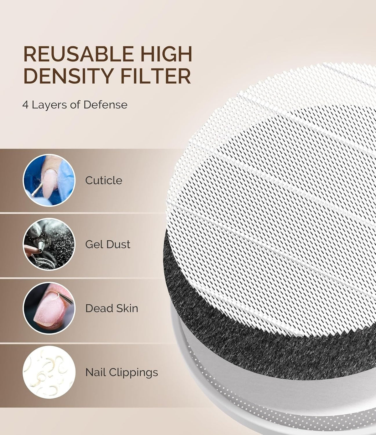 Nail Dust Collector Vacuum Fan with Reusable Filter for Manicure Art