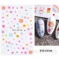 Summer Flower & Cat Nail Art Stickers - 3D Decals for Nails