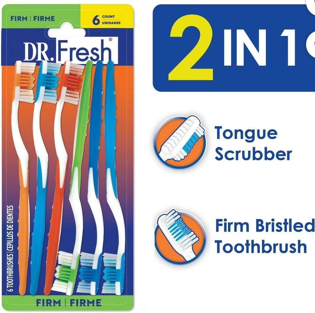 6 Pack Firm Manual Toothbrushes with Gentle Nylon Bristles for Oral Care