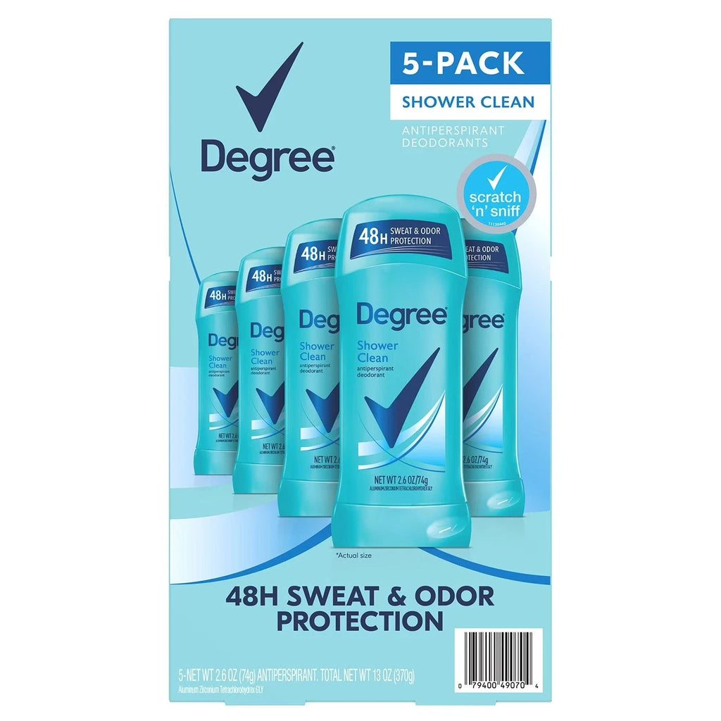 Degree Shower Clean Antiperspirant Deodorant Stick 2.6 oz - 5 Pack