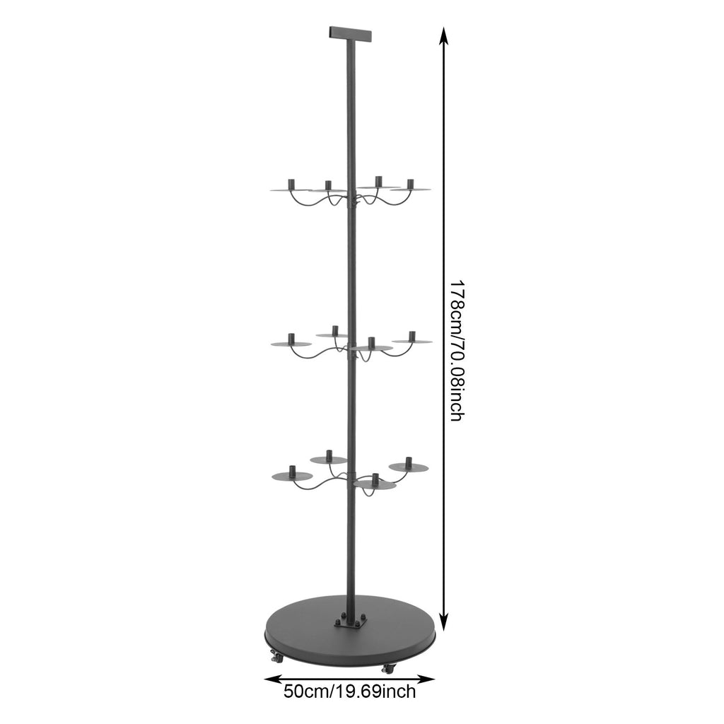 12 Head Wig Display Stand with Lockable Wheels Adjustable Rack