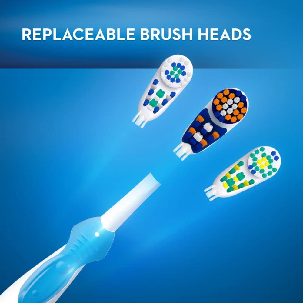 Electric Toothbrush Battery-Powered 3D White Stain Remover with Replaceable Heads