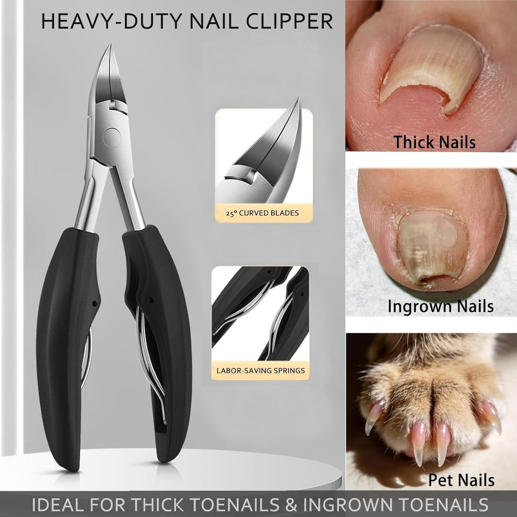 Heavy Duty Toenail Clippers for Thick & Ingrown Nails - Podiatrist-Grade