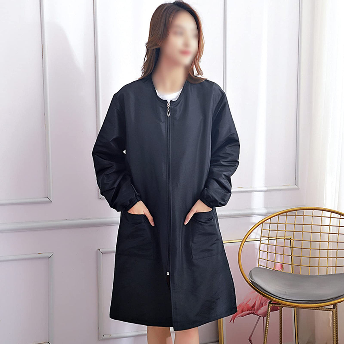 Waterproof Salon Stylist Jacket with Pockets - Professional Hair Cape