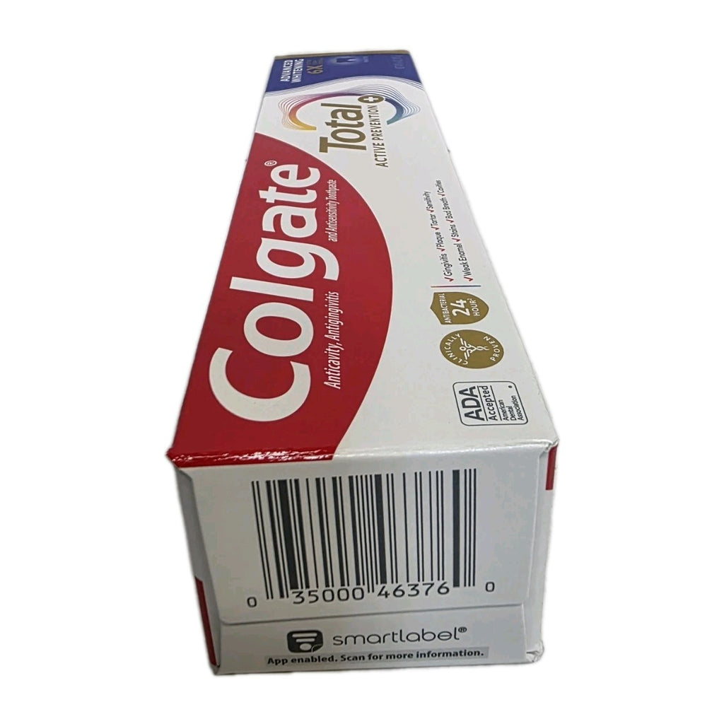 Colgate Total Advanced Whitening Toothpaste 6 Pack - 6.4oz Each, Fluoride Enamel Care