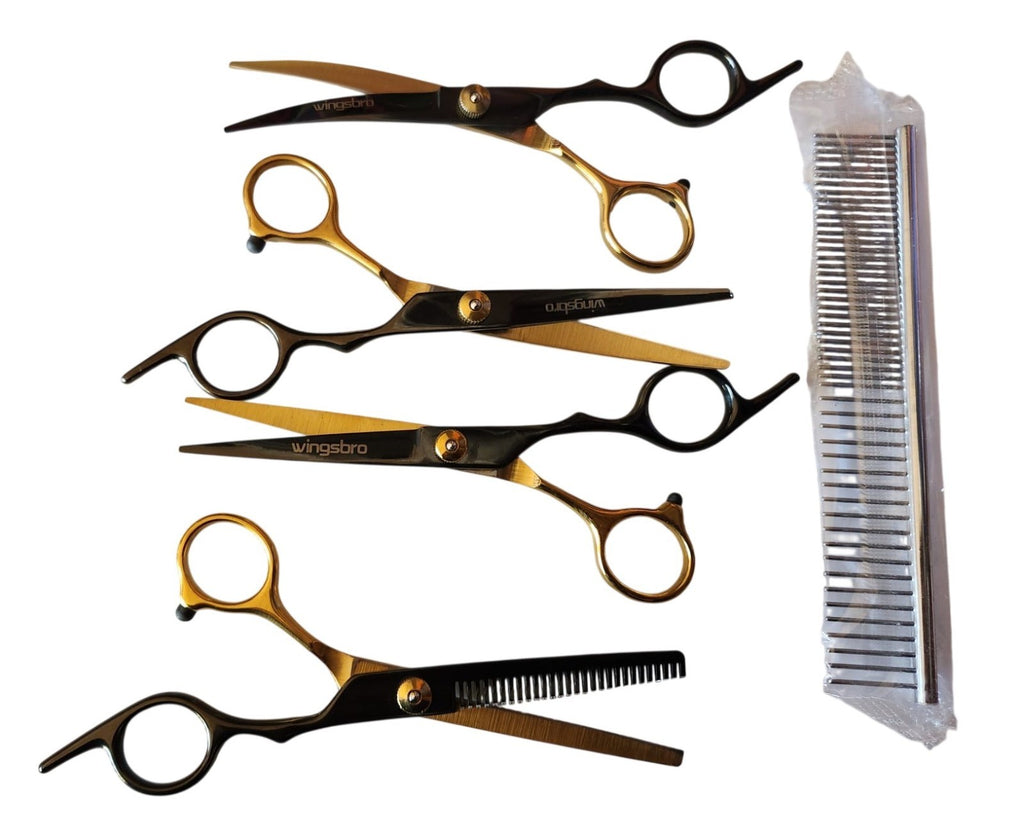 5 Piece Hair Cutting and Thinning Scissors Set for Salon Barber Styling
