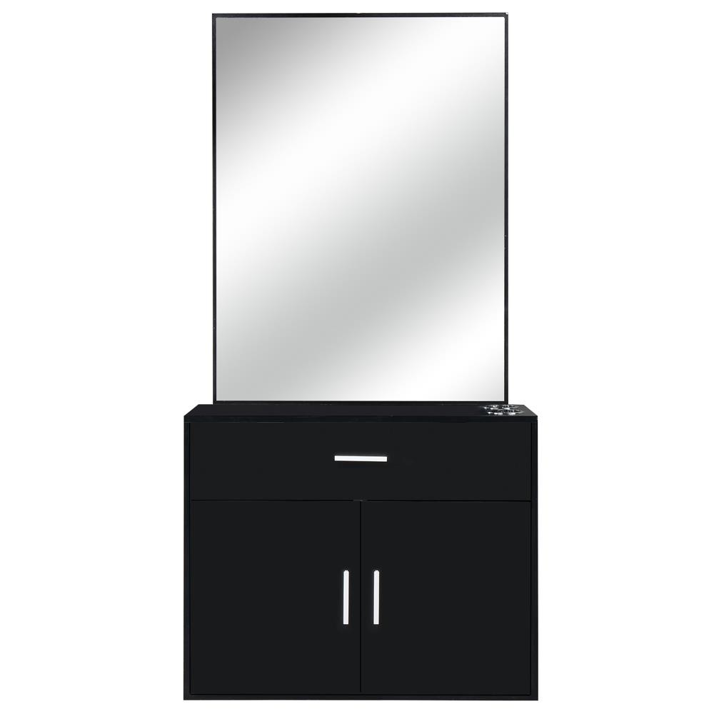 Wall Mount Salon Station with Mirror and Storage for Barber & Hair Styling