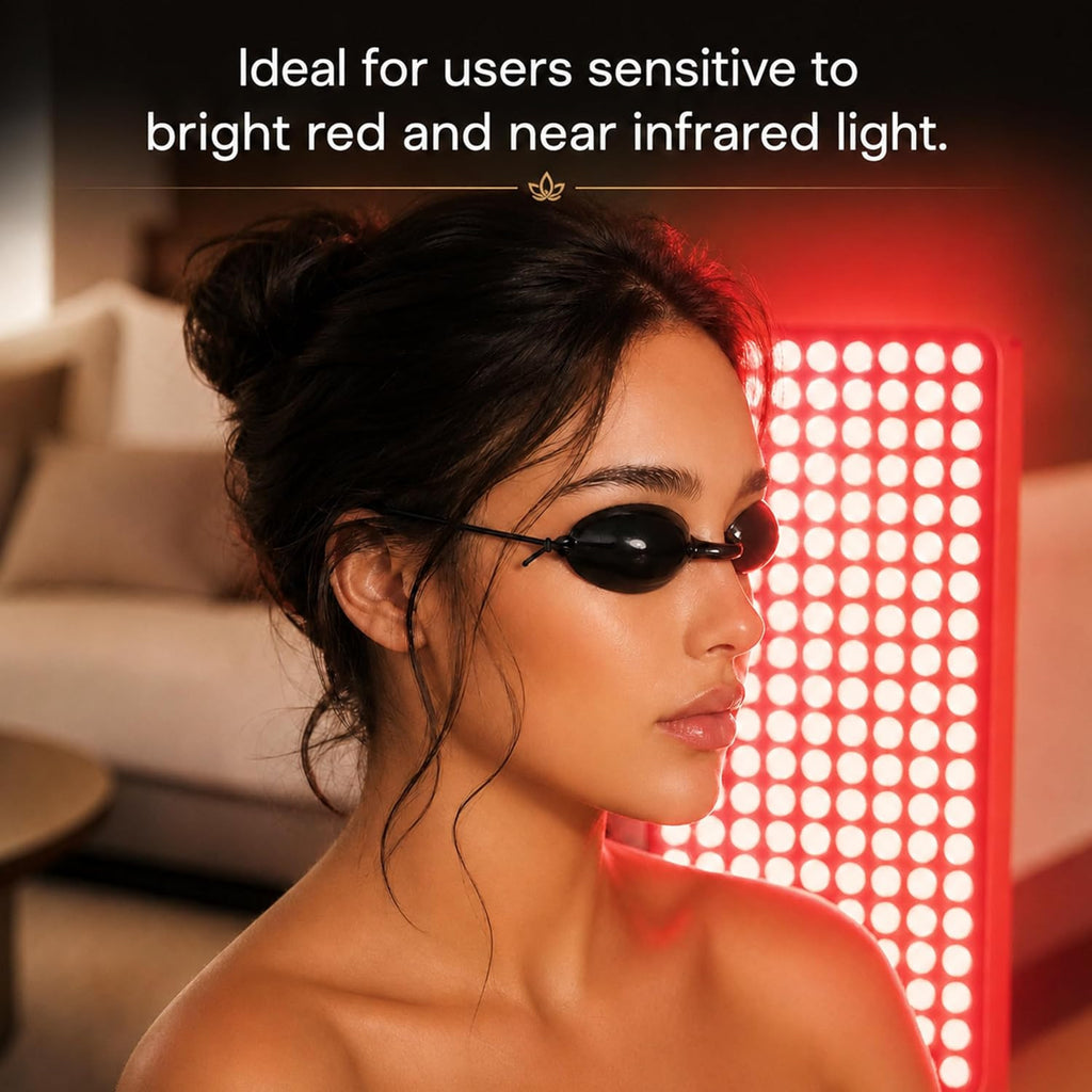 See-Through Tanning Goggles for Red Light Therapy & Tanning Beds with Storage Pouch