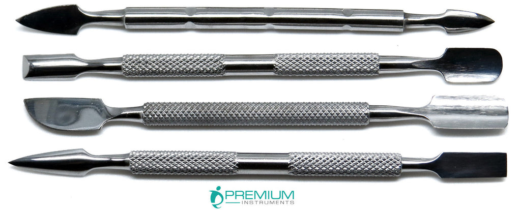 Set of 4 Stainless Steel Nail Pushers & Cuticle Removers for Manicure Pedicure
