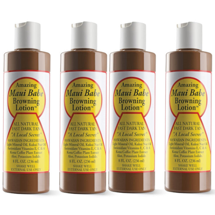Natural Dark Tanning Lotion - Fast-Acting Sunless Bronzer for Outdoor Skin Care - Pack of 4