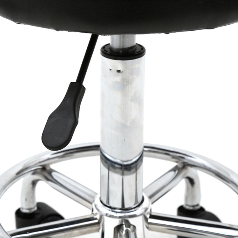 Adjustable Hydraulic Salon Stool with Backrest - Swivel Garage Chair