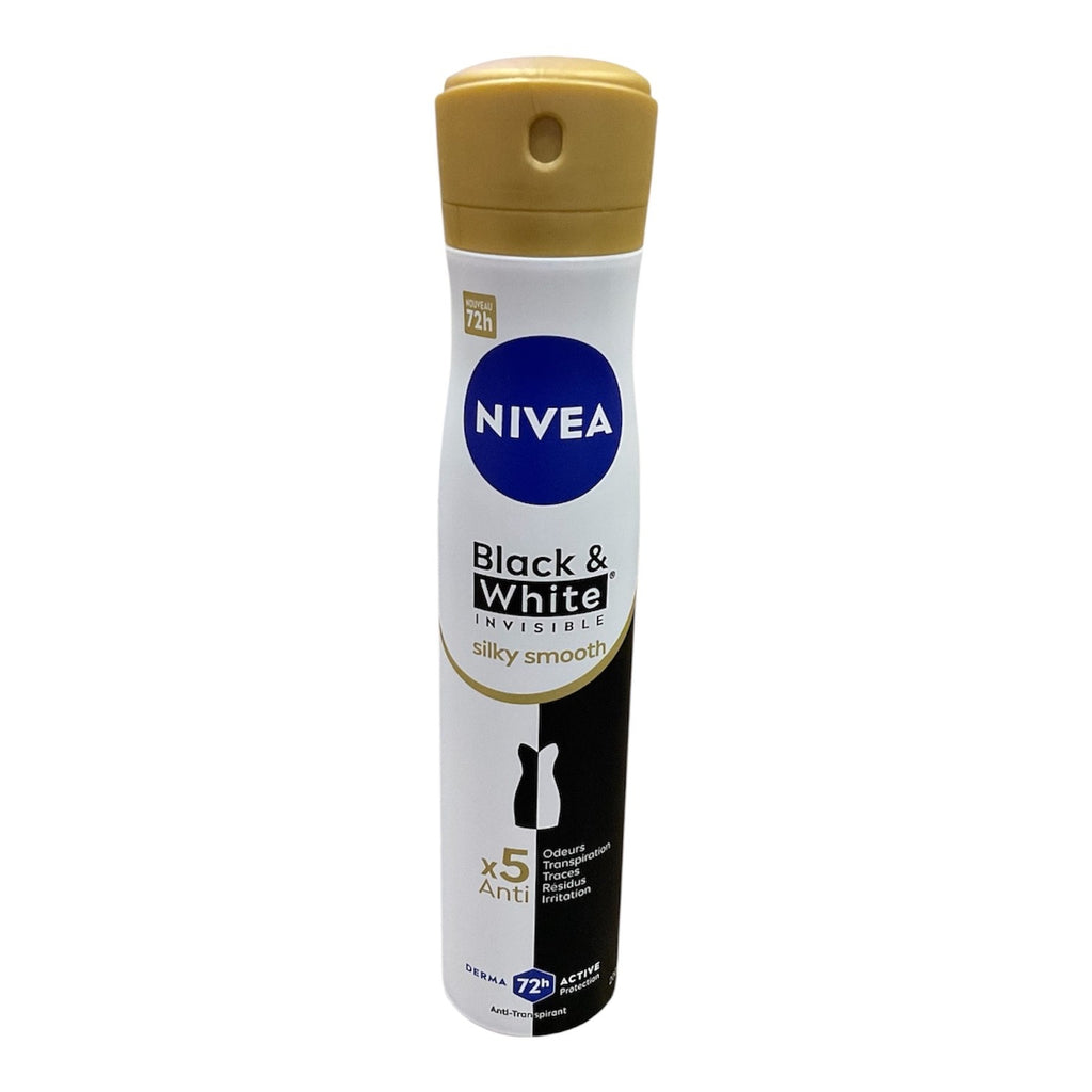 Nivea Black & White Invisible 72 Hour Silky Smooth Antiperspirant Spray 200ml - Pack of 6