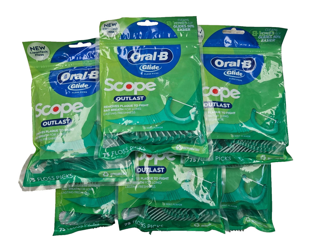 Oral-B Glide Scope Outlast Dental Floss Picks 75 Count 6 Pack