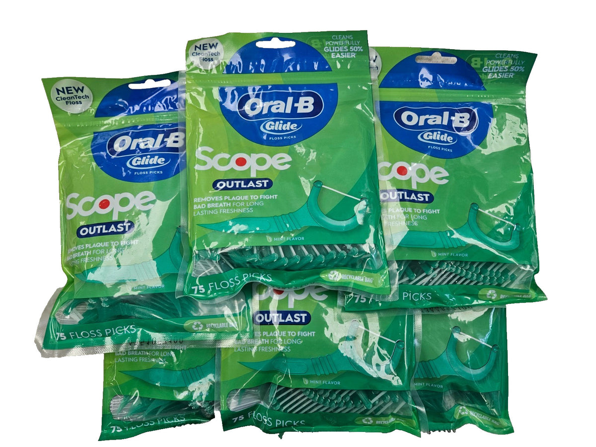 Oral-B Glide Scope Outlast Dental Floss Picks 75 Count 6 Pack