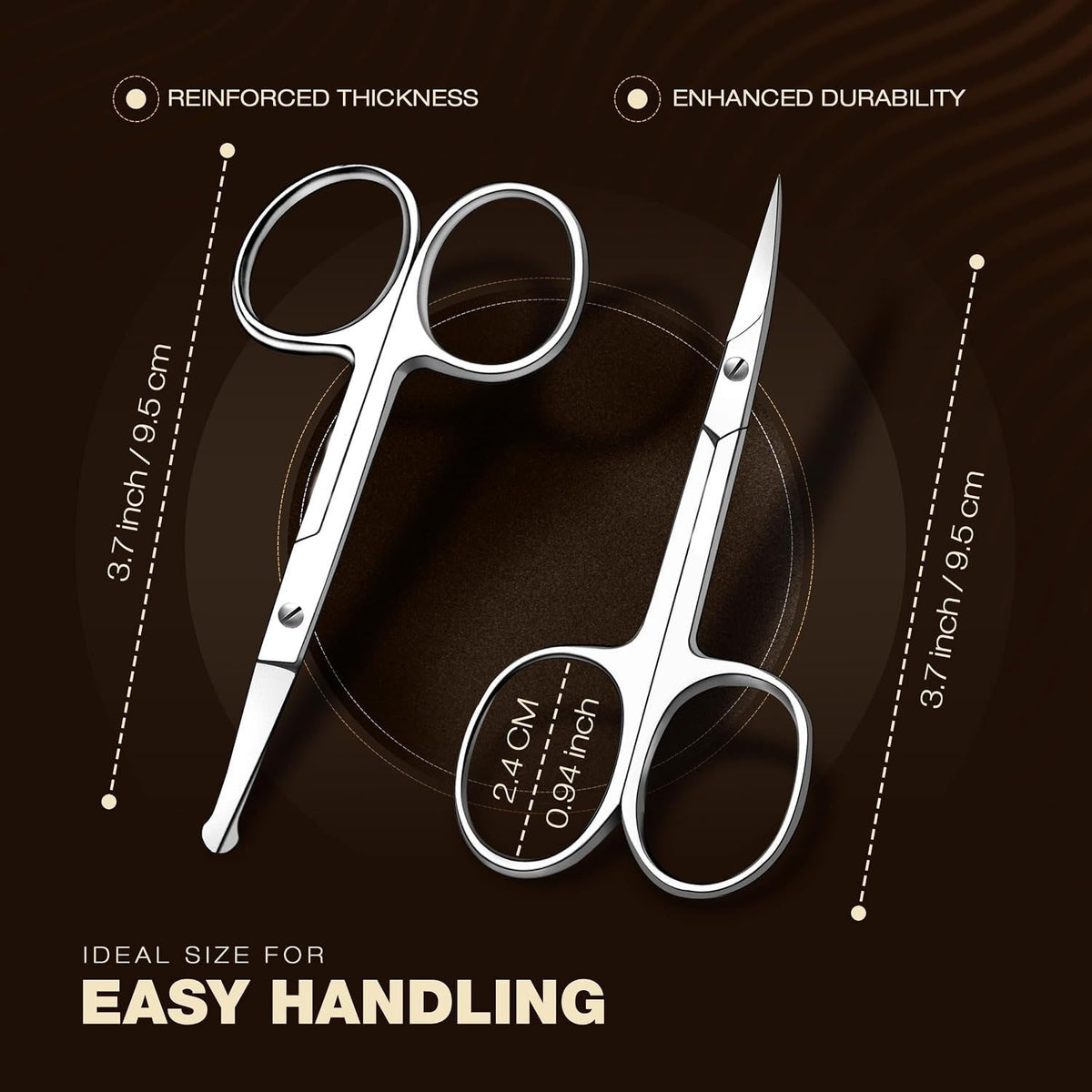 Stainless Steel Eyebrow Nose & Beard Grooming Scissors Set - Fine Precision