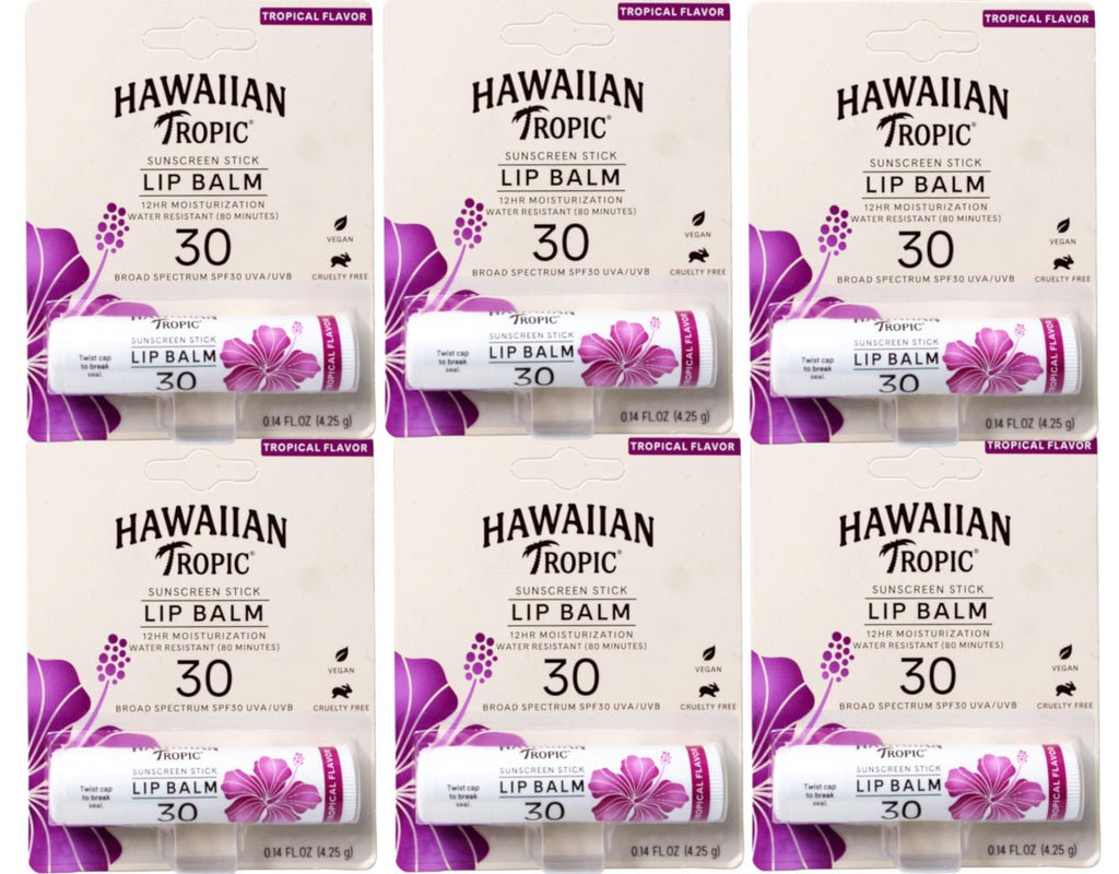SPF 30 Lip Balm Set - Tropical Moisturizing & Sun Protection, 6 Pack