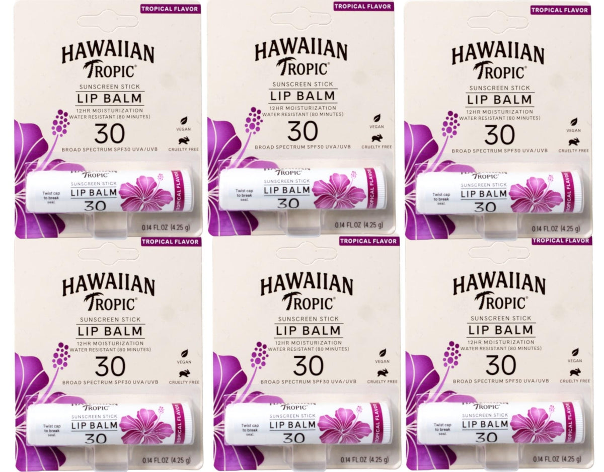 SPF 30 Lip Balm Set - Tropical Moisturizing & Sun Protection, 6 Pack