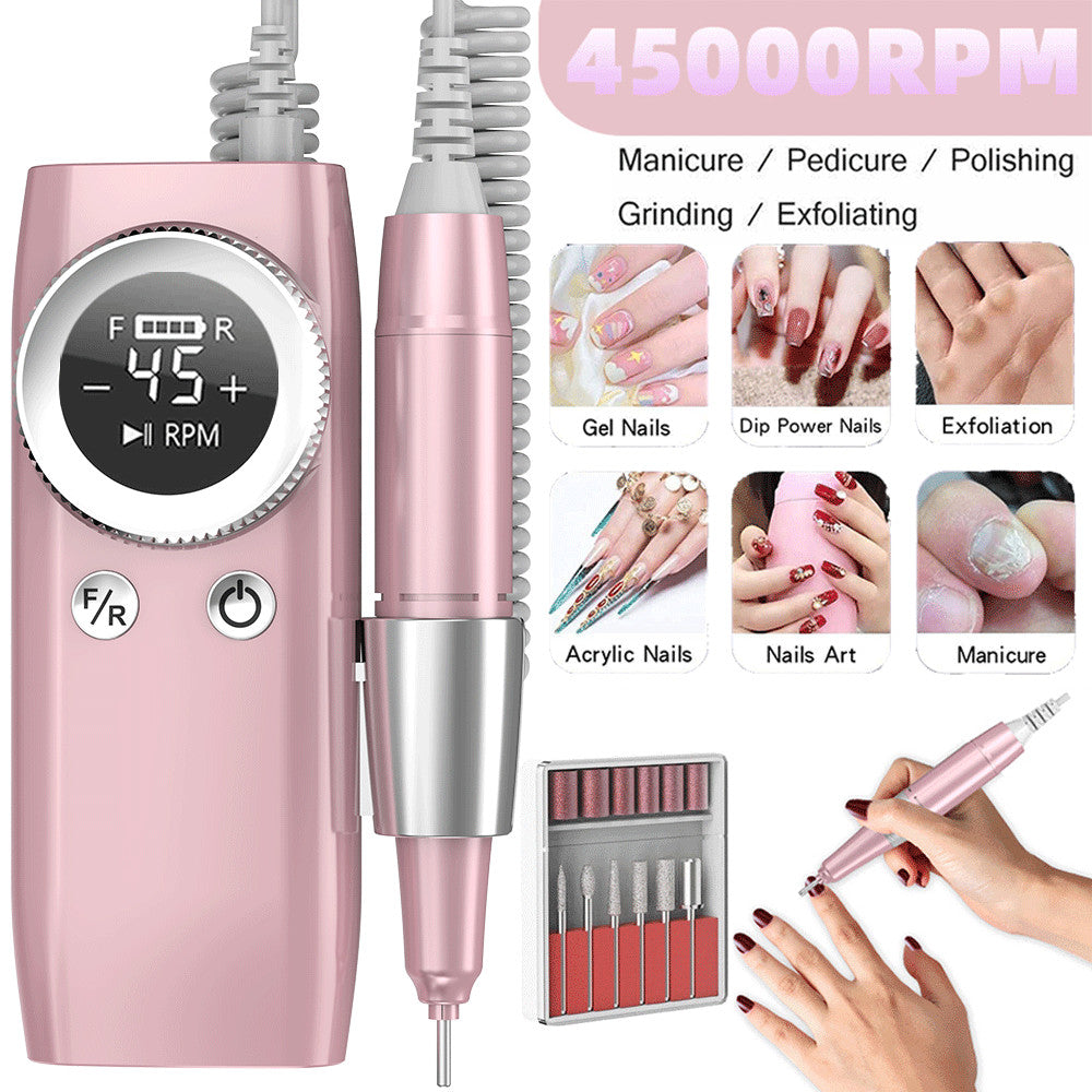 Rechargeable Electric Nail Drill Machine 45000 RPM for Manicure & Pedicure