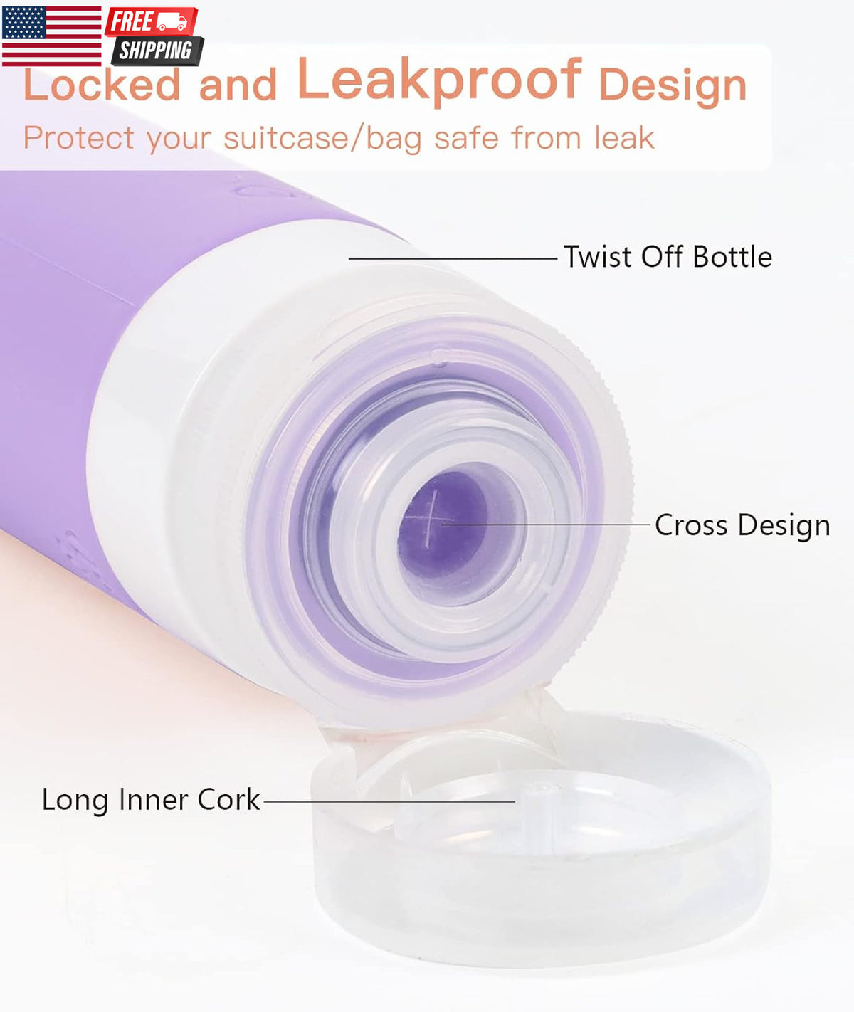 Travel Bottles for Toiletries 6 Pack - Leakproof 3 Oz TSA Approved Silicone Containers