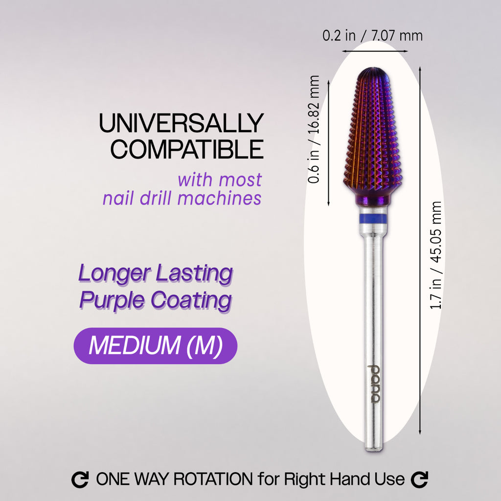 Nail Drill Bit Tornado Shaped Carbide 3/32 Inch Purple Fine to Extra Coarse