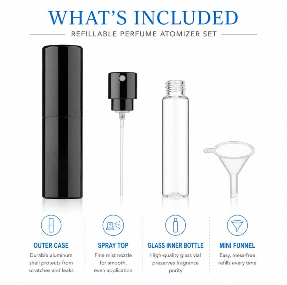 20ml Refillable Travel Perfume Spray Bottle with Funnel - Mini Portable Fragrance Atomizer