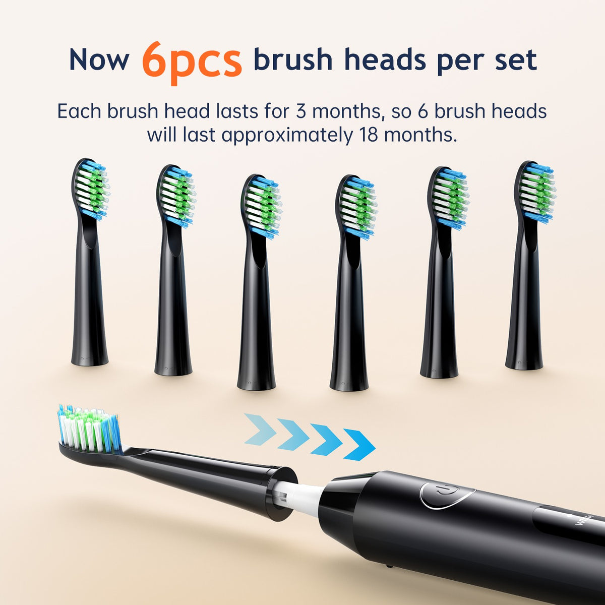 Electric Toothbrush Set with 6 Heads, 5 Modes, Waterproof, Rechargeable