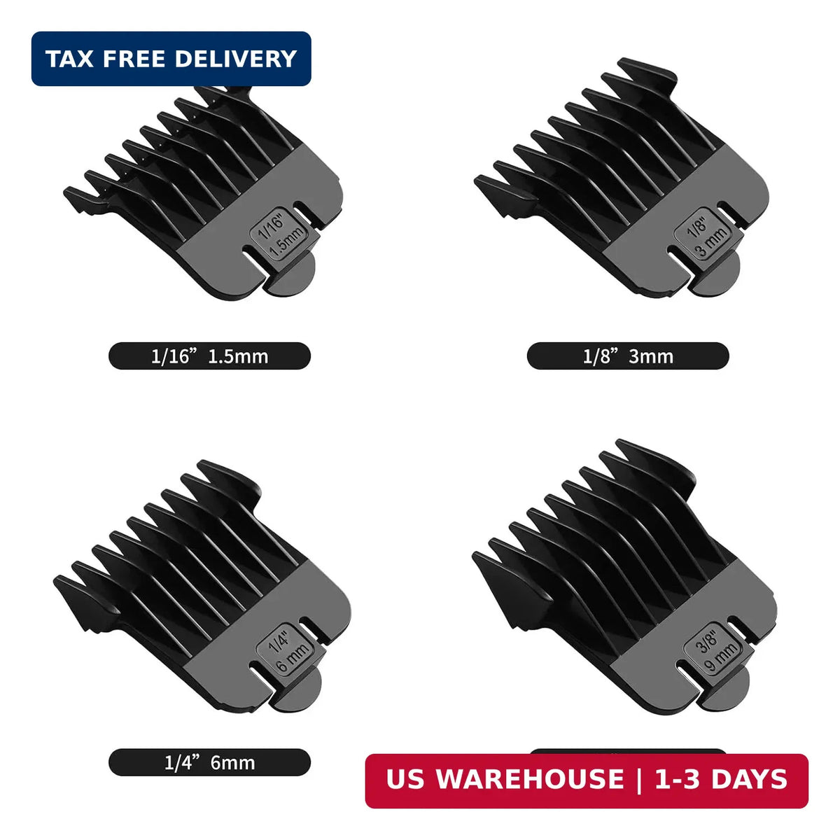 4 Pack T Outliner Guard Attachments for Andis Clippers - Close Trim, Black