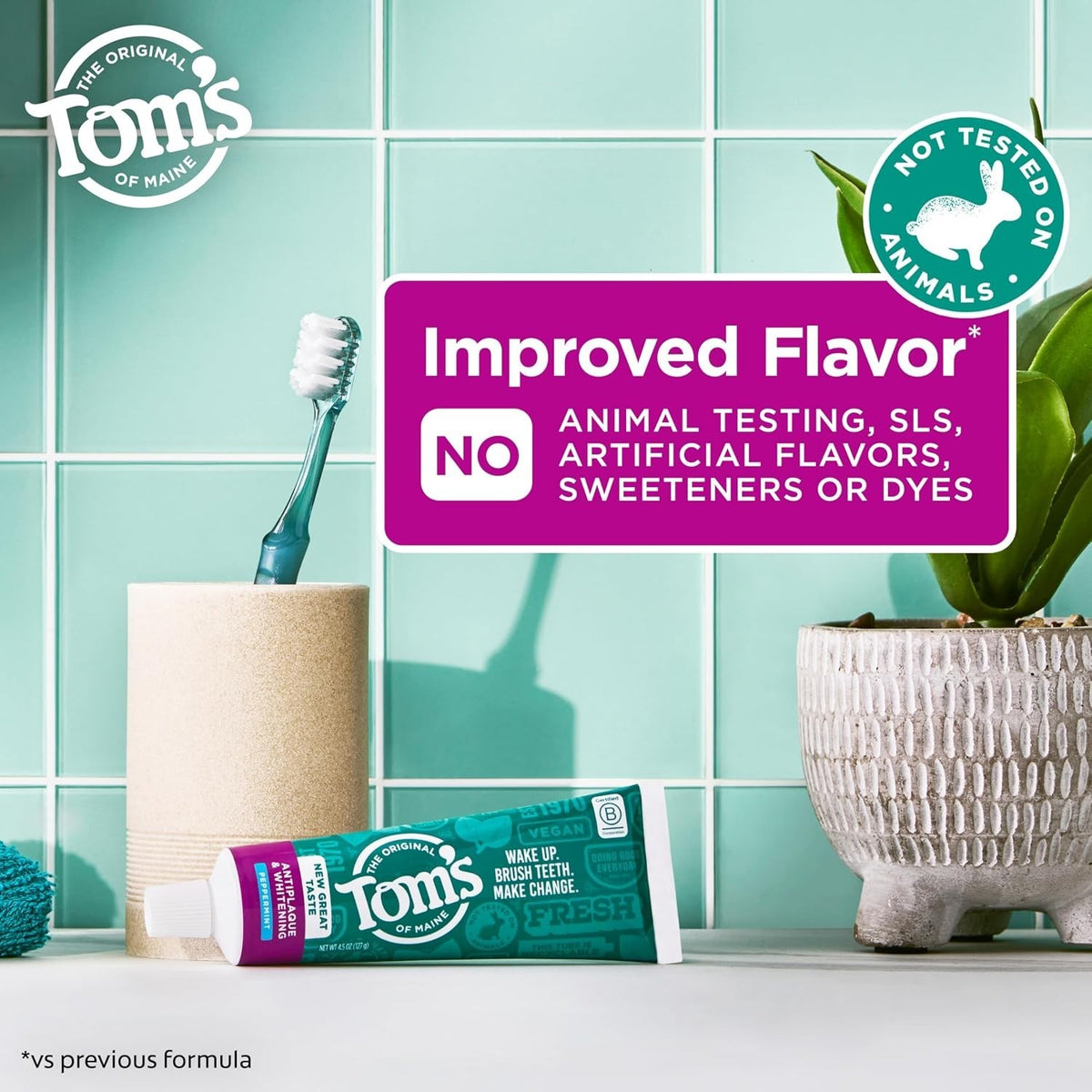 Natural Fluoride-Free Peppermint Toothpaste - Whitens & Fights Tartar, 2 Pack