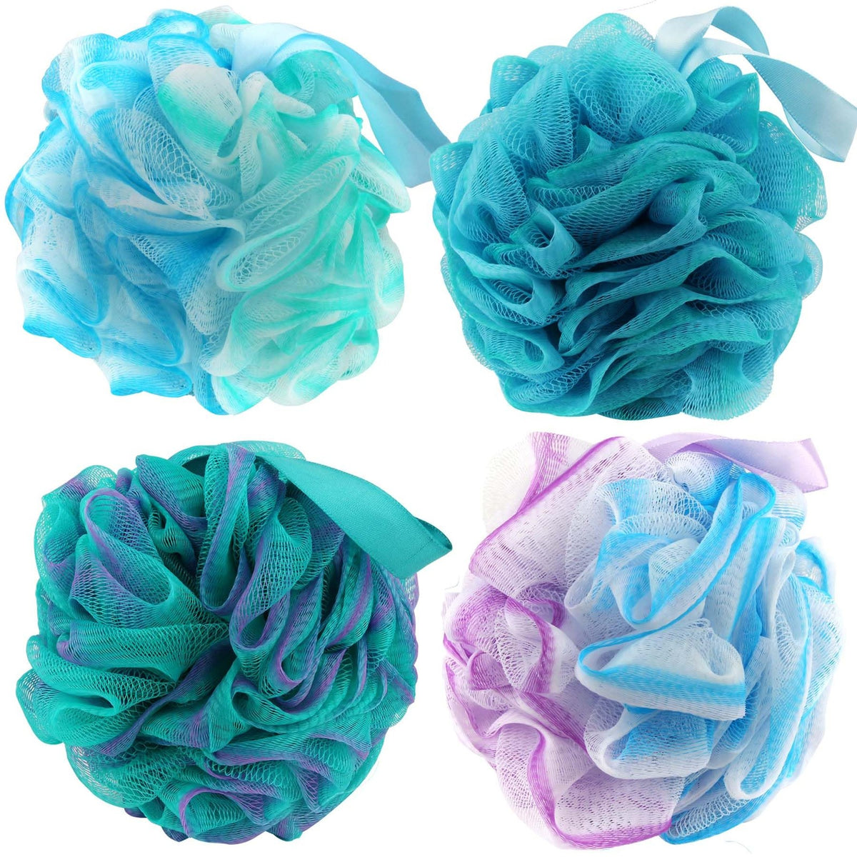 Large Size Bath Loofah Sponges 4 Pack Exfoliating Shower Scrubbers