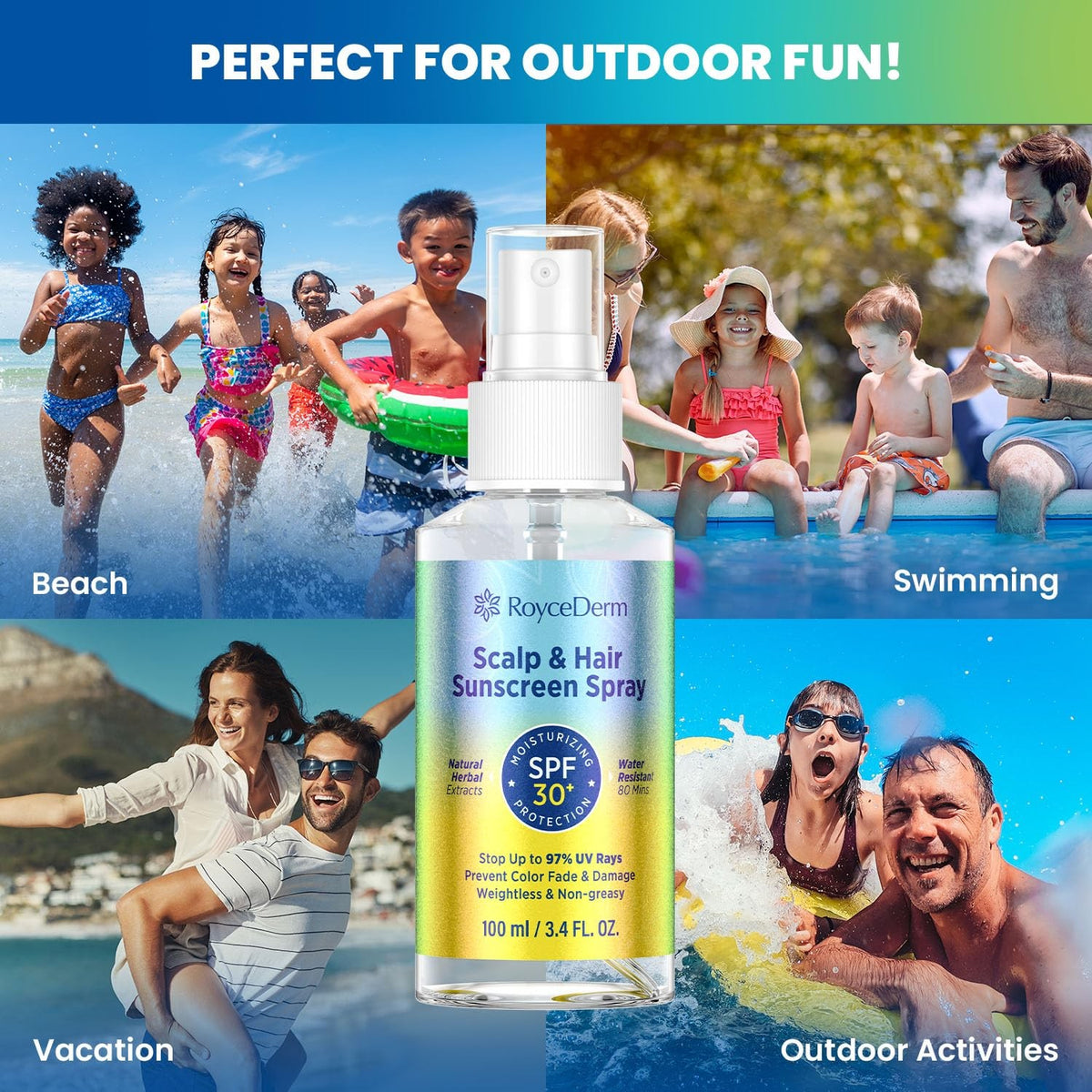 Hair & Scalp Sunscreen Spray SPF 30 Water-Resistant 100ml – UV Protection Mist