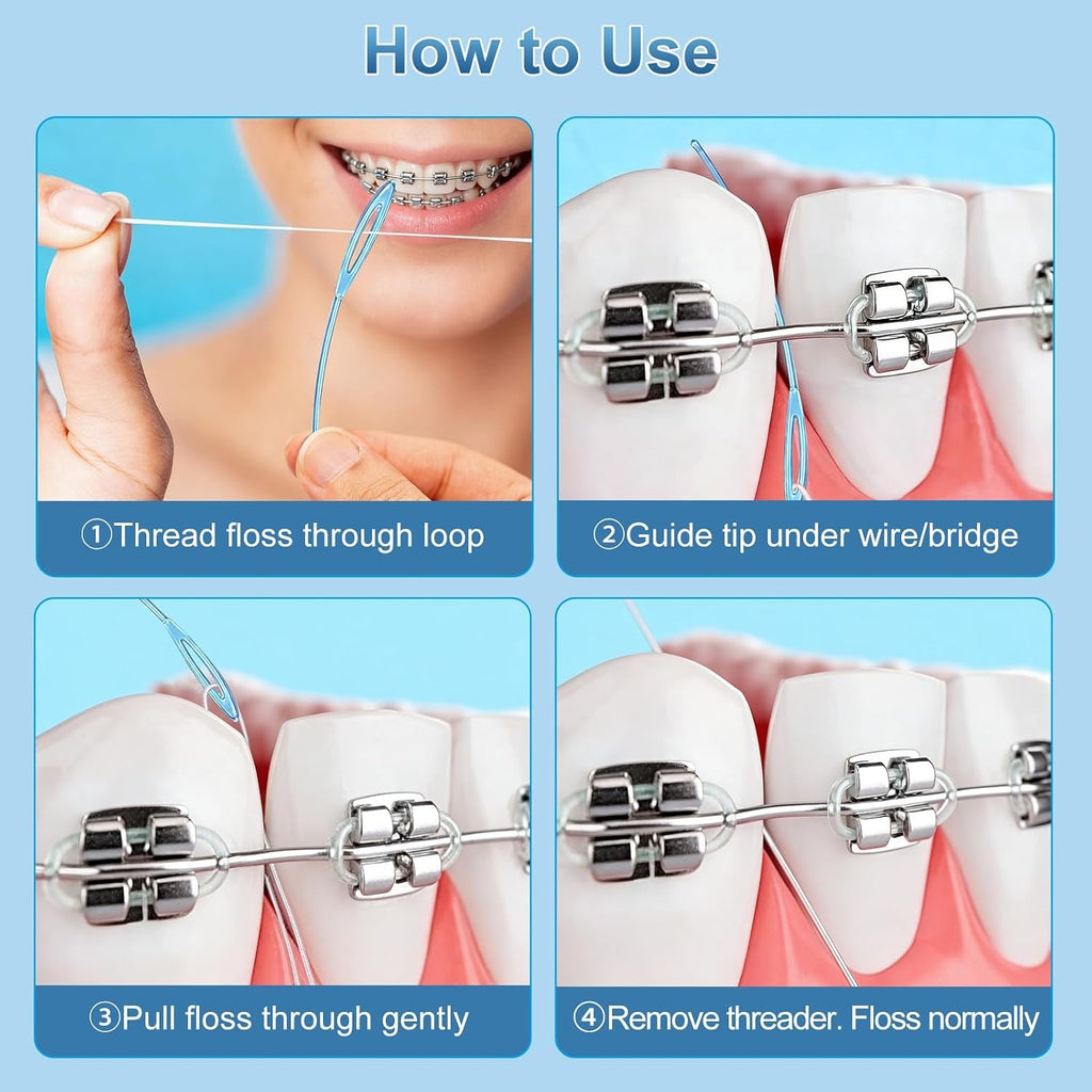 Dental Floss Aid for Braces & Retainers - 200 Count, Strong & Flexible