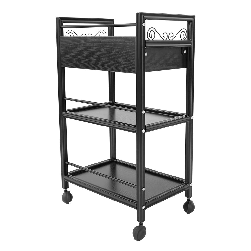 3-Tier Salon Storage Cart with Lockable Drawer, Rolling Beauty Trolley