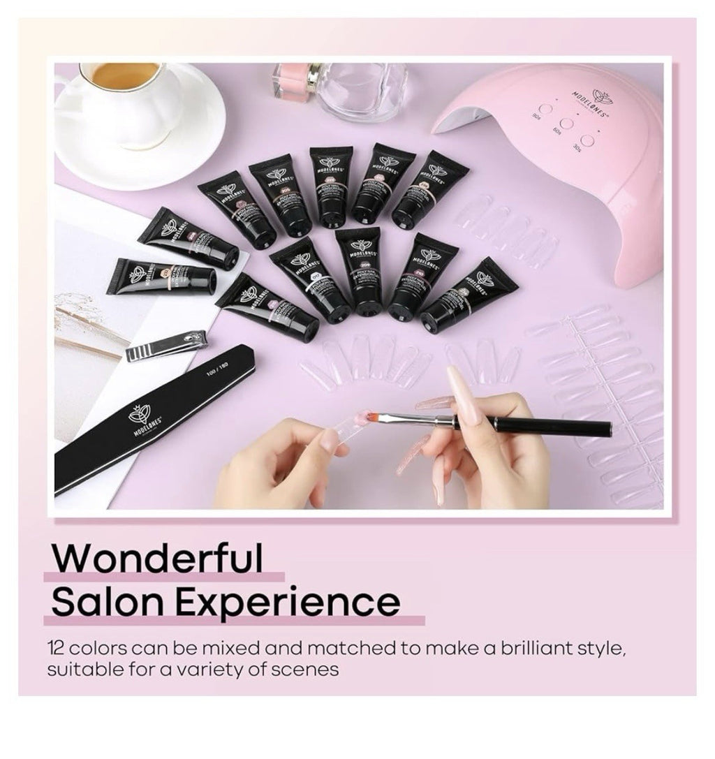 Poly Extension Gel Nail Kit 12 Colors Long-Lasting and Toxin-Free