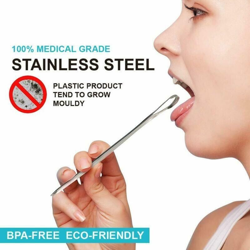 4 Pack Stainless Steel Tongue Scrapers - Oral Hygiene Cleaners for Fresh Breath