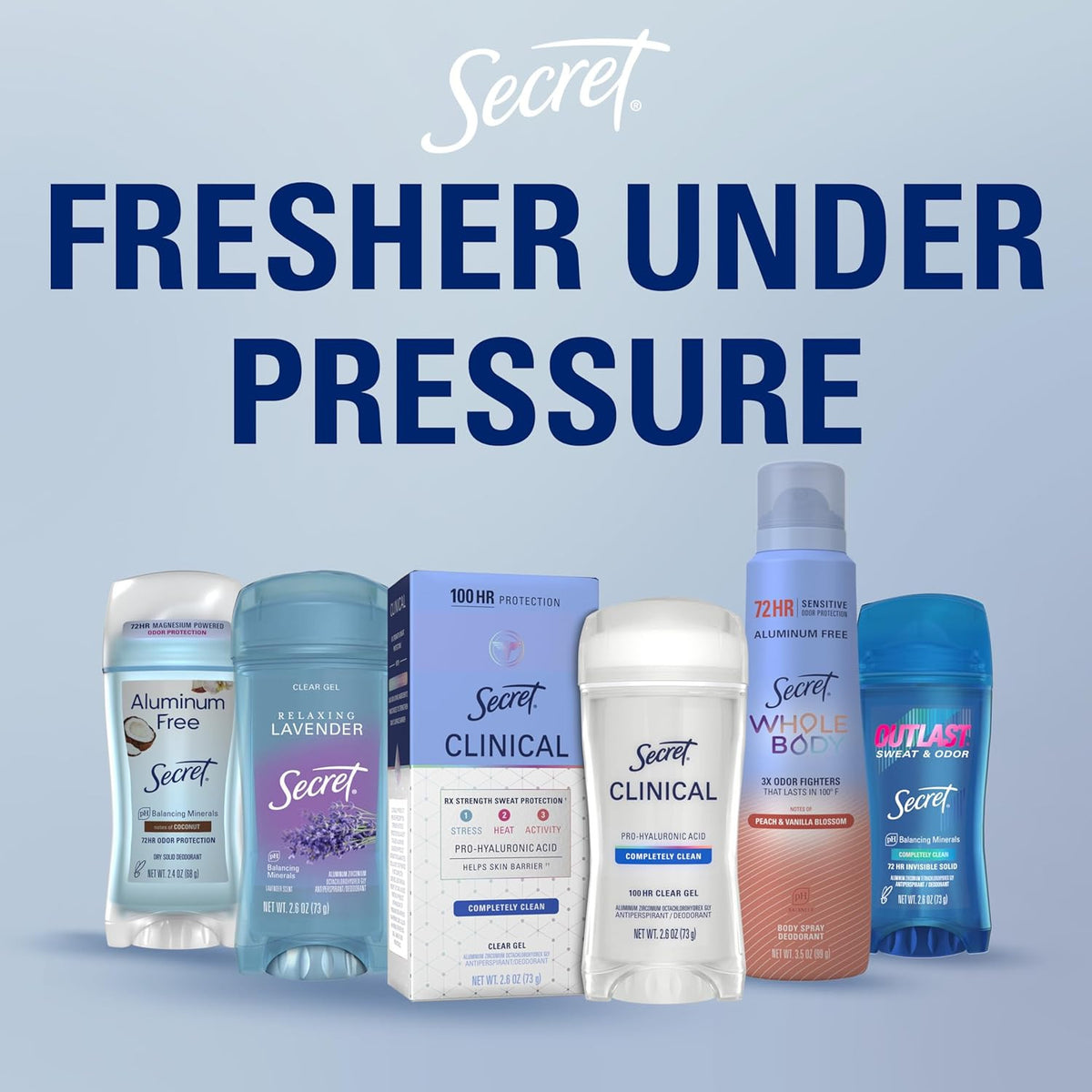 Secret Clear Ocean Aluminum Free Deodorant 48Hr Odor Protection 2.4oz