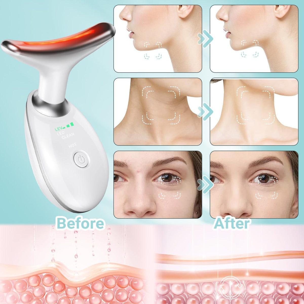 Neck and Face Massager Roller for Sculpting Skin Care - White
